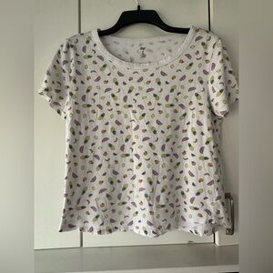 🍍 DIP Fruit Print Organic Cotton Tee Size M White Pineapple Watermelon Graphic